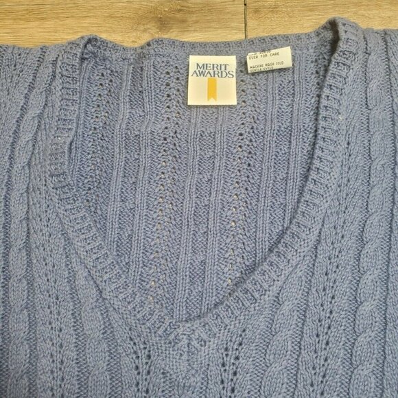 Vintage Womans Merit Awards Cotton Cable Knit Swes - Picture 3 of 6